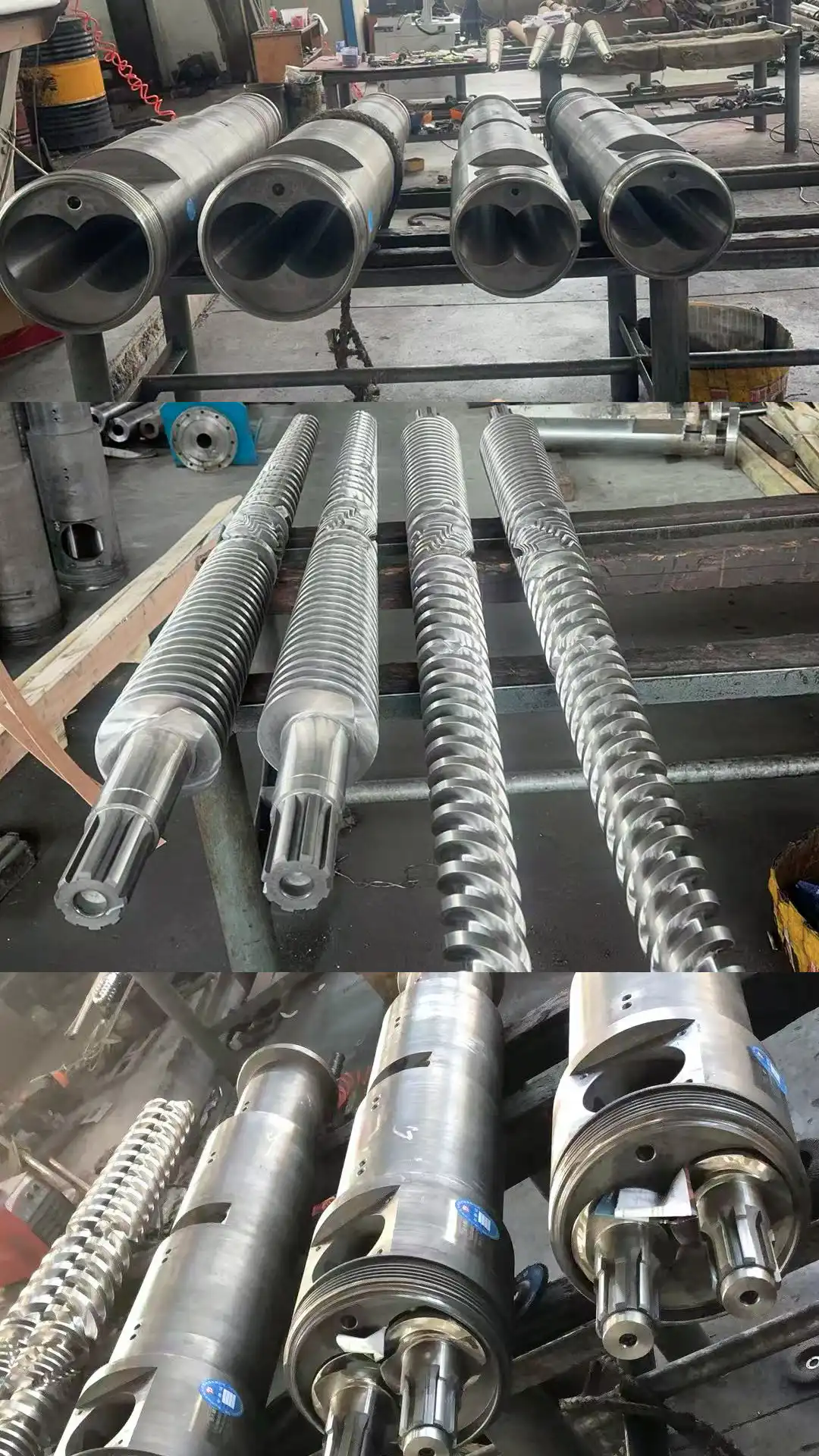 Screw and barrel measured and inspected before extruder manufacturing starts