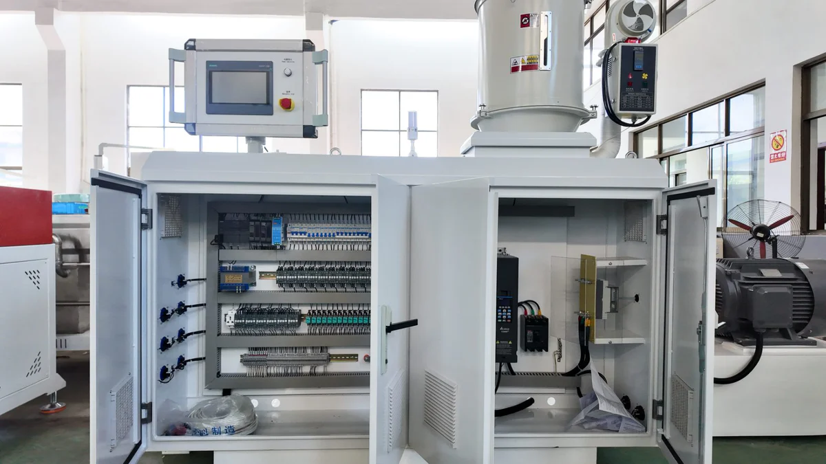 Operator reading melt pressure and temperature during a factory run test