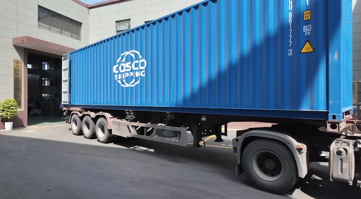 Extruder packed and crated for export shipment