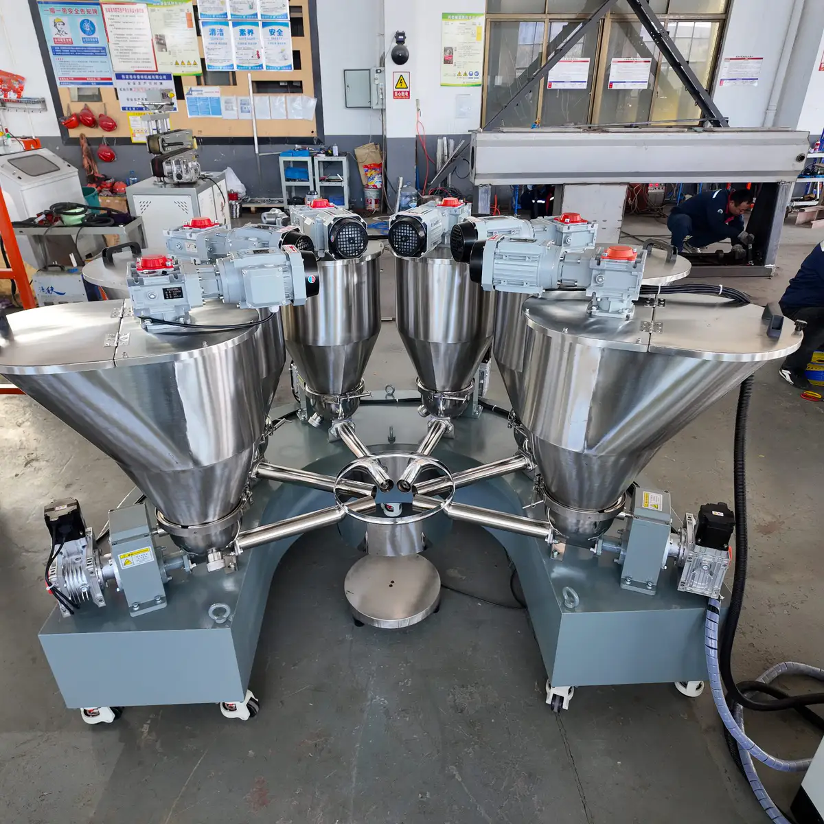 Stainless steel dosing hopper being fabricated in the QTech workshop