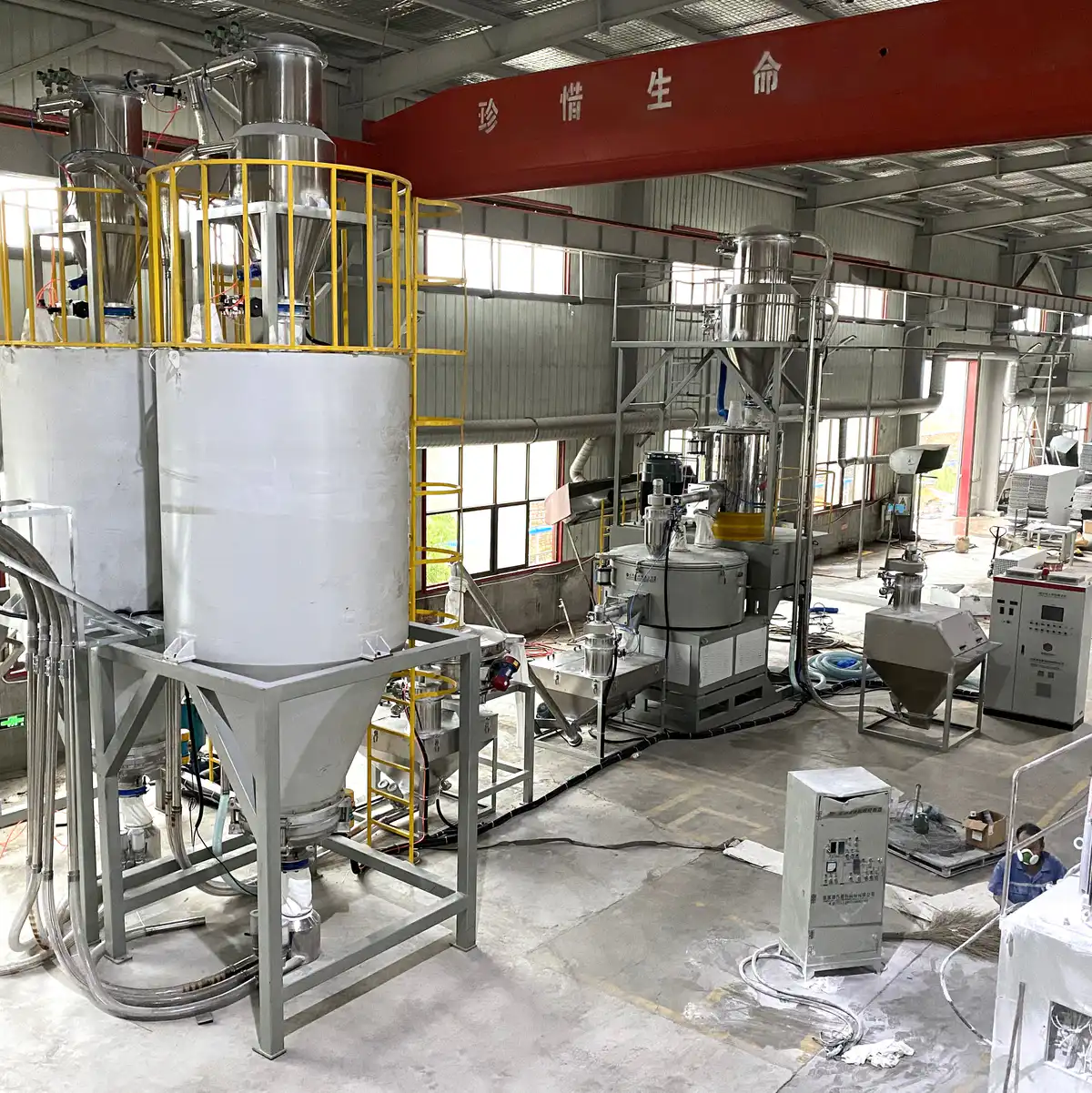 Complete heating and cooling mixer unit running its automatic sequence test