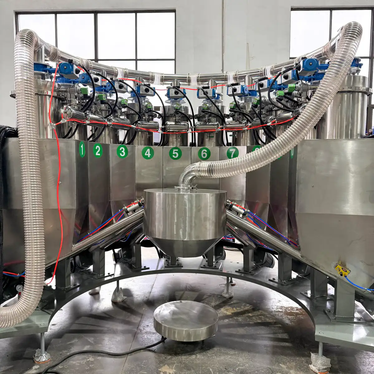 Complete dosing station mounted on its support frame before integration