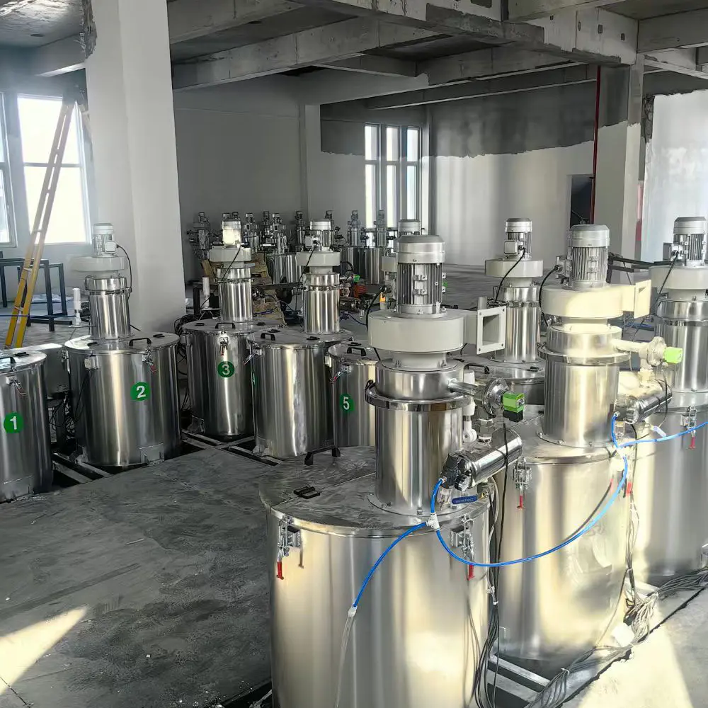 Two pipe runs compared for color difference after a formulation change